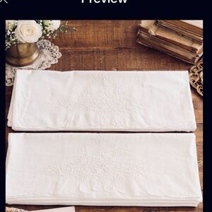 2 Vintage Imperial Elegance Cotton Pillowcases. White | Embroidered | Scalloped